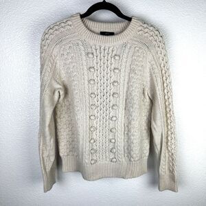 J.Crew Women's Wool Popcorn Knit Cable Sweater Beige